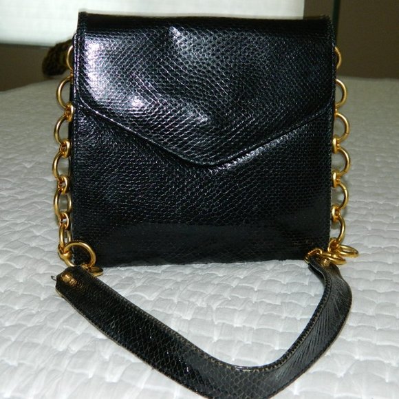 Donna Karan Black 100% Auth. Snake Skin Evening Bag - Picture 2 of 16